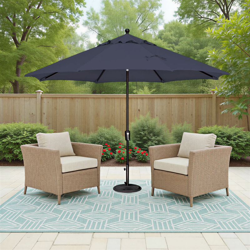 Parasol incliné à bouton-poussoir 11 'Laonceston, Gris anthracite, Noir