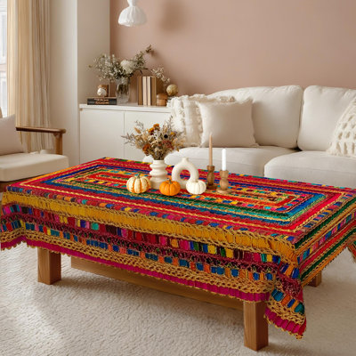 Washable Bohemian Watercolor Abstract Pattern Polyester Tablecloth