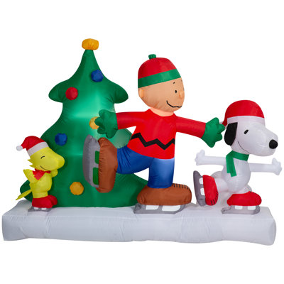 Airblown Christmas Light-Peanuts Skating Scene-LG Scene-Peanuts