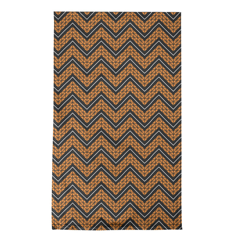 Serviette à thé à chevrons à la main Stephenie, Orange / blanc / noir, Sergé de coton