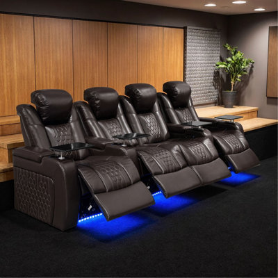 Fauteuil inclinable électrique de 124,4 po pour 4 personnes avec nappa de grain supérieur, relaxation entièrement réglable, charge intelligente, éclairage DEL RVB dynamique