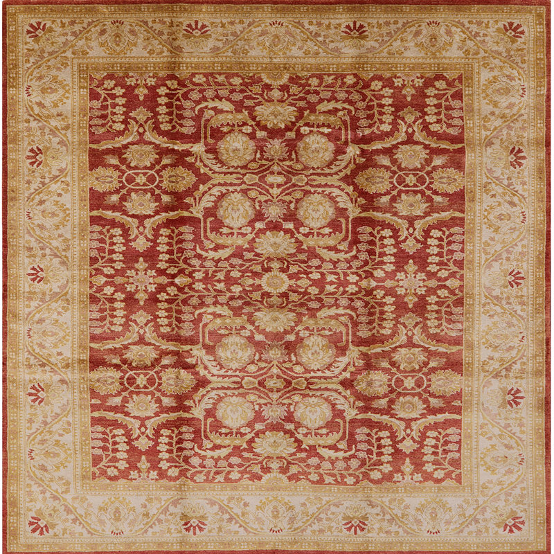 Tapis oriental rouge / brun clair, Carré 5 pi