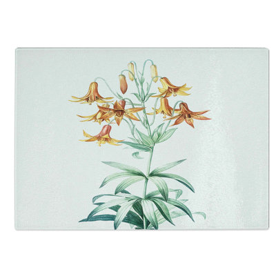 Tempered Glass Canada Lily Flowers Chopping Board
