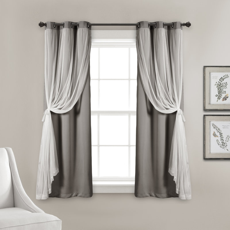 Blackout Curtain Pair, Light Gray, 38"W x 120"L