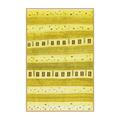 Tapis contemporains jaunes lavables à la machine 318