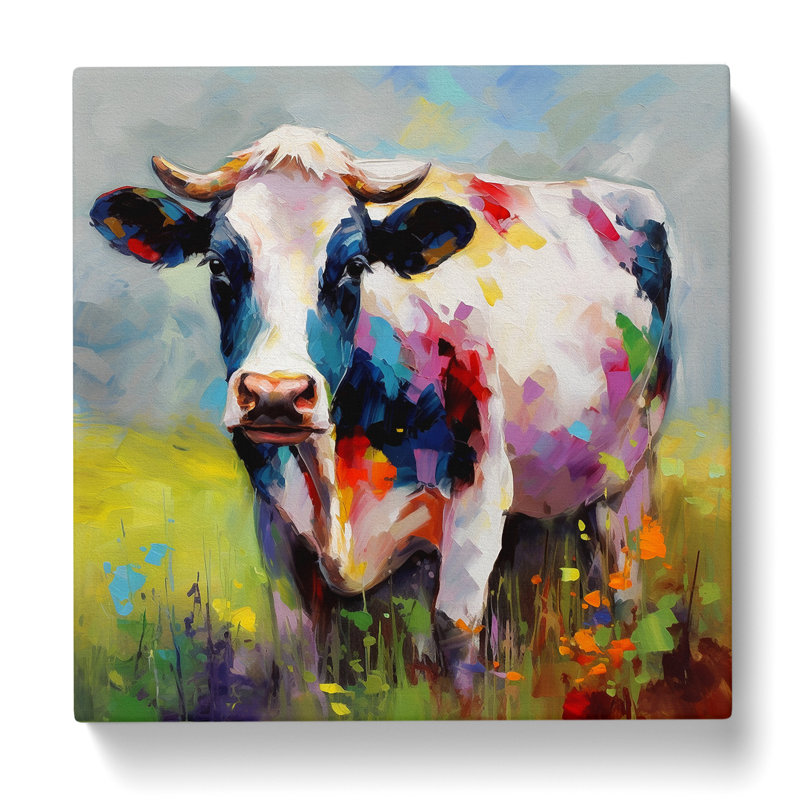 Cow Colour Field Painting - Wrapped Canvas