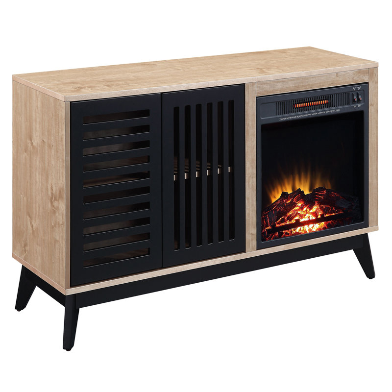 Porath Oak and Espresso Electric Fireplace with 1 Cabinet