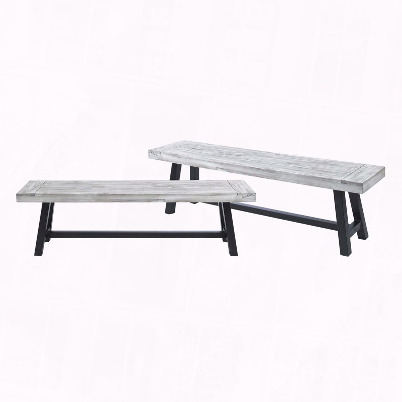 Ensemble de banc d'extérieur résistant aux intempéries, Gris / Noir