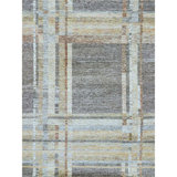 Hand Knotted Wool Plaid Area Rug