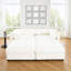Élégant canapé en chenille blanc à 2 places avec 2 sièges de rangement pour repose-pieds, dossier cylindrique et accoudoirs, causeuse moderne en tissu avec espace de rangement caché