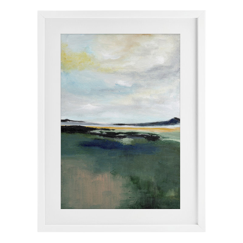 «Umber Landscape Illusion», reproduction sous verre encadrée, conception par 1x, H 23 po x l 17 po, Cadre blanc côtier