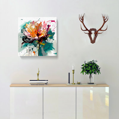 Floral Gestural Art No.7 - Wrapped Canvas