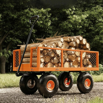Chariot de jardin robuste en acier 900 lb, chariot pliant 3 en 1 avec pneus de 10 po pour plantes et paillis