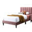 Tête de lit ajustable avec lit simple rose Modern, pieds de support centraux, tissu en lin, 12 lattes de soutien, sans sommier, hauteur de lit de 44 à 44 po