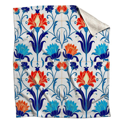 Colorful Floral Tiles Blankets