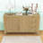 Modern Sideboard Buffet Cabinet with Wave-Pattern Doors, Storage Drawers, Hooks and Adjustable Shelf-845367328