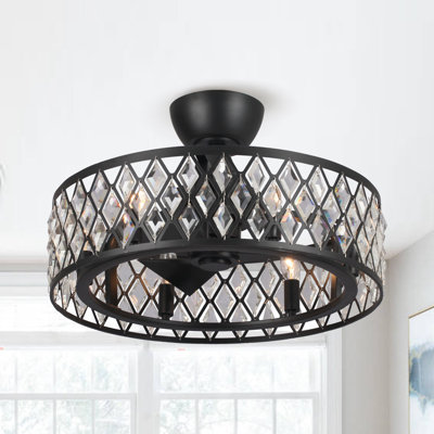 Ventilateur de plafond en cage à 3 pales de 20 po avec télécommande et ensemble d'éclairage inclus Damario