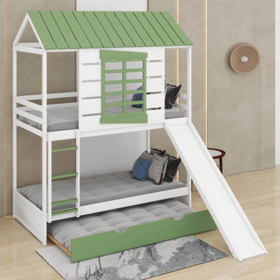 Lit superposé simple au-dessus de simple avec glissière convertible et lit gigogne