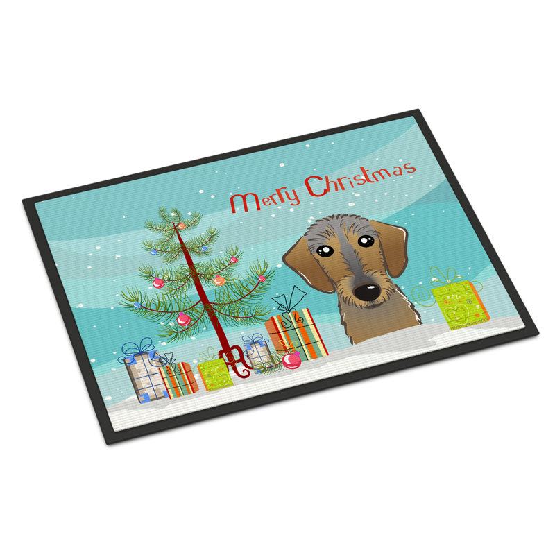 Tapis de porte pour l’extérieur anti-dérapants pour l’arbre de noël et le braque teckel, Rectangle 2 pi x 3 pi