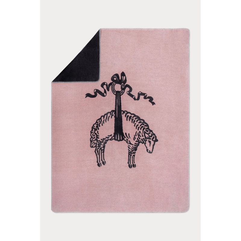 DOUBLE FACED LAMB LOGO Throw Blanket, Blush