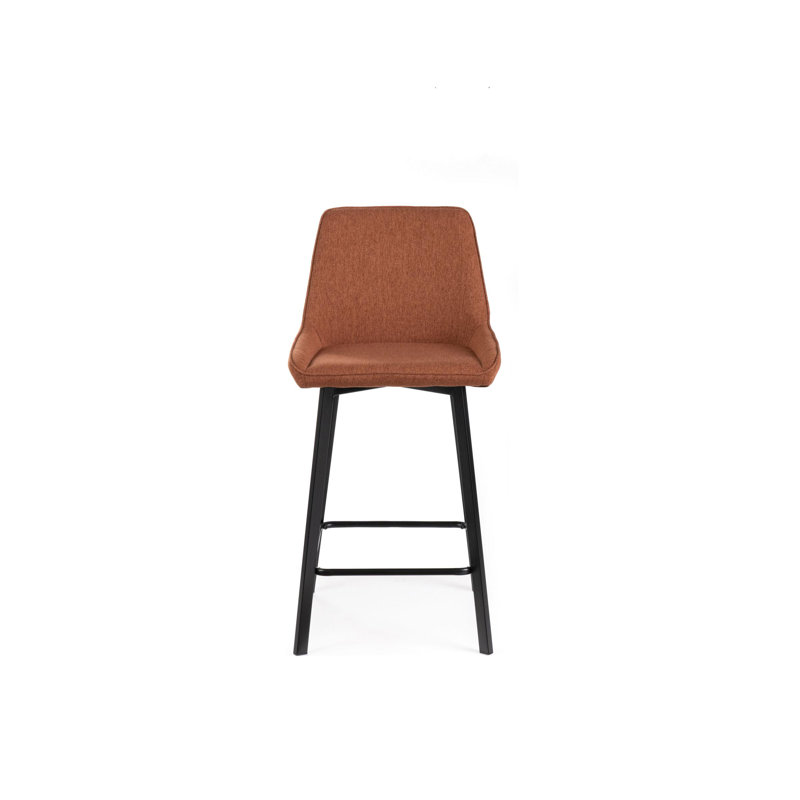 Lynnea Upholstered Counter Stool with Metal Frame, Rust