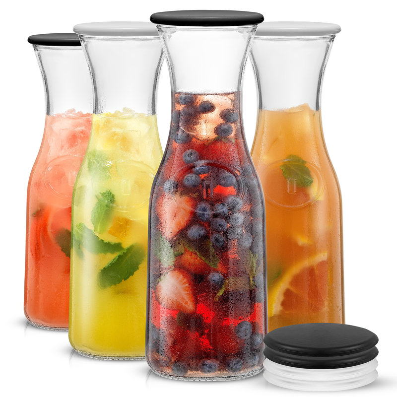 Pichet en verre avec couvercle Brighti Hali - 36 oz - ensemble de 4