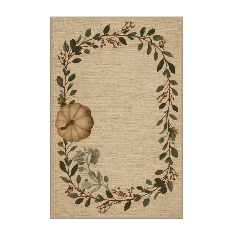 Soft Plush Farrer Thanksgiving Modern & Contemporary Abstract Area Rug in Brown – Beige Binding, 2x4