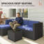 Ensemble de meubles de patio 3 pièces, ensemble de conversation en rotin avec coussins pour l'extérieur-1112636476