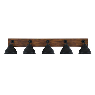 Oxbridge 5 Light Bath Bar Shown With 7" Double Bubble Metal Shades