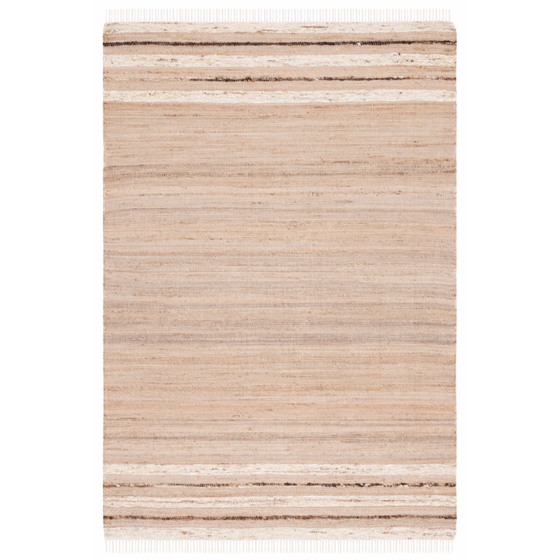 Maidah Hand Woven Jute/Wool/Cotton Striped Rug in Brown, Rectangle 8' x 10'