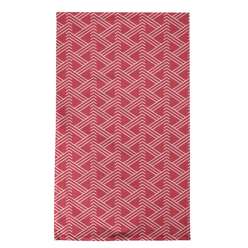 Torchon à thé zigzag classique, Blanc/rouge, Polyester sergé