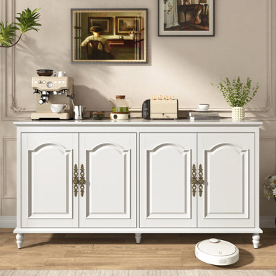 Buffet 65 po avec tablettes réglables et pieds en bois massif