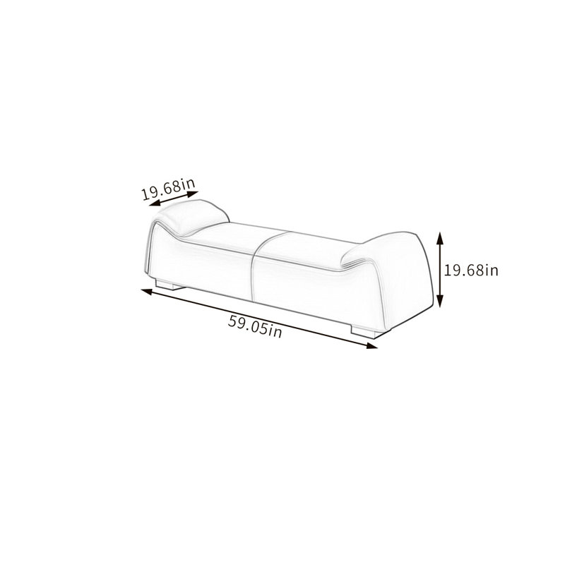 Banc rembourré en similicuir Vyrl, H 19,68 po x l 59,05 po x P 19,68 po, Café