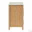 Meuble-lavabo de salle de bain cannelé de 30 pouces avec lavabo - Armoire en bois moderne autoportante avec portes à fermeture en douceur, 1 tiroir et rangement ouvert, décoration circulaire décorative, bois massif et panneau de fibres à densité moyenne,