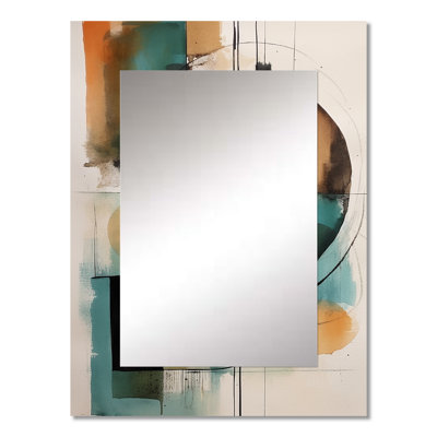 Orange Abstracted Geometric Explorations IV - Geometric Mirror, Orange Unique Wall Mirror, Printed Metal Art