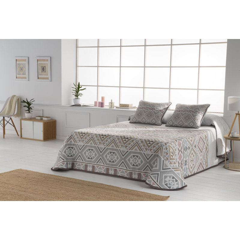 Jarman Polyester Geometric Shapes Bedspread, Brown, 260 x 270 cm