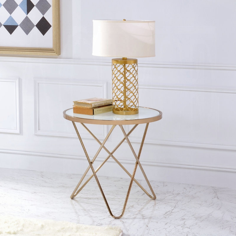 Table de bout Mid-Century, Blanc