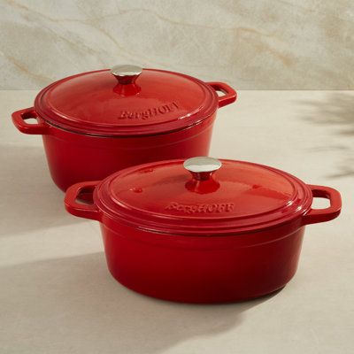 Ensemble de 4 pièces de batterie de cuisine en fonte BergHOFF Neo, 5 et 7 chopines, rouge