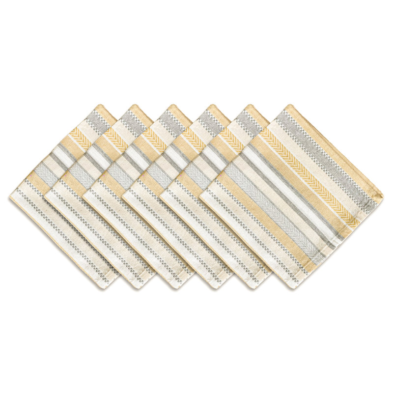 Alexzandyr Striped Square Napkin, Beige/Neutrals