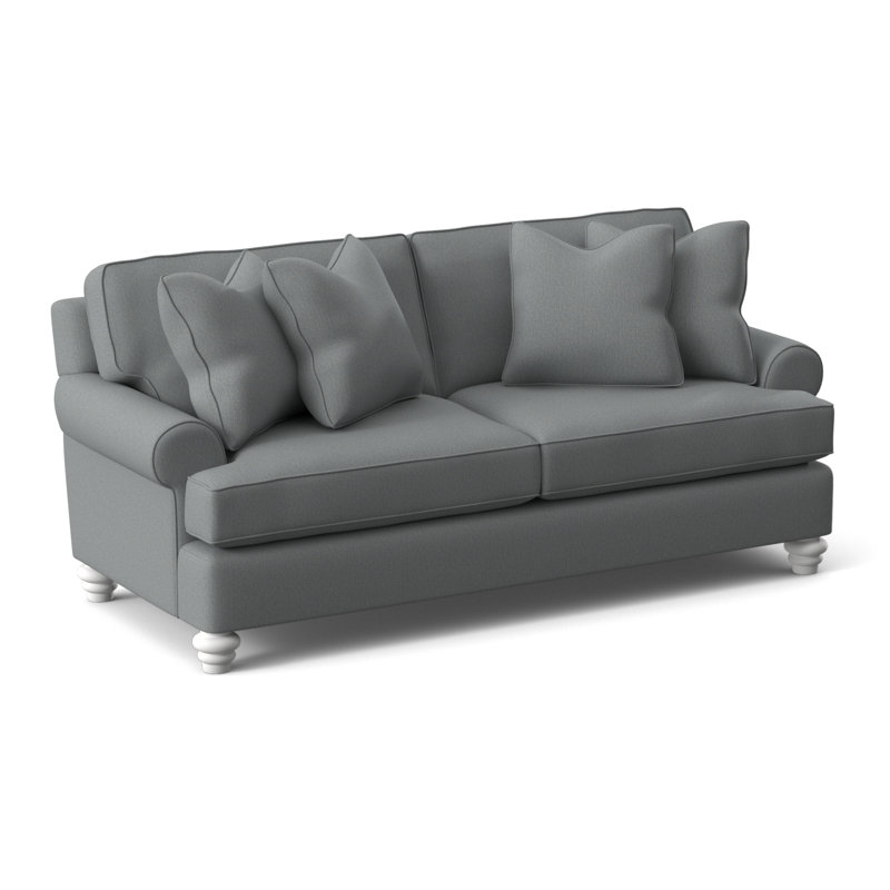 Lowell Upholstered 86'' Sleeper Sofa, Frost White Finish, Light Blue Performance Fabric; 0851-55, Gel Memory Foam Mattress