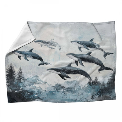 Jeté polaire baleines - Jetés d'animaux pour canapés ou lits