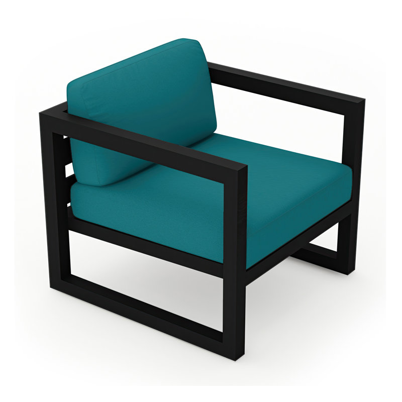 Chaise longue d'extérieur avec coussins Sunbrella® Smith, Toile Sunbrella® naturel, Noir