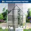 Serre en polycarbonate robuste de 6 pi x 9 pi - Cadre en aluminium, portes à double battant, évent de toit, gouttière, installation facile rapide, pour les plantes de jardin, vert