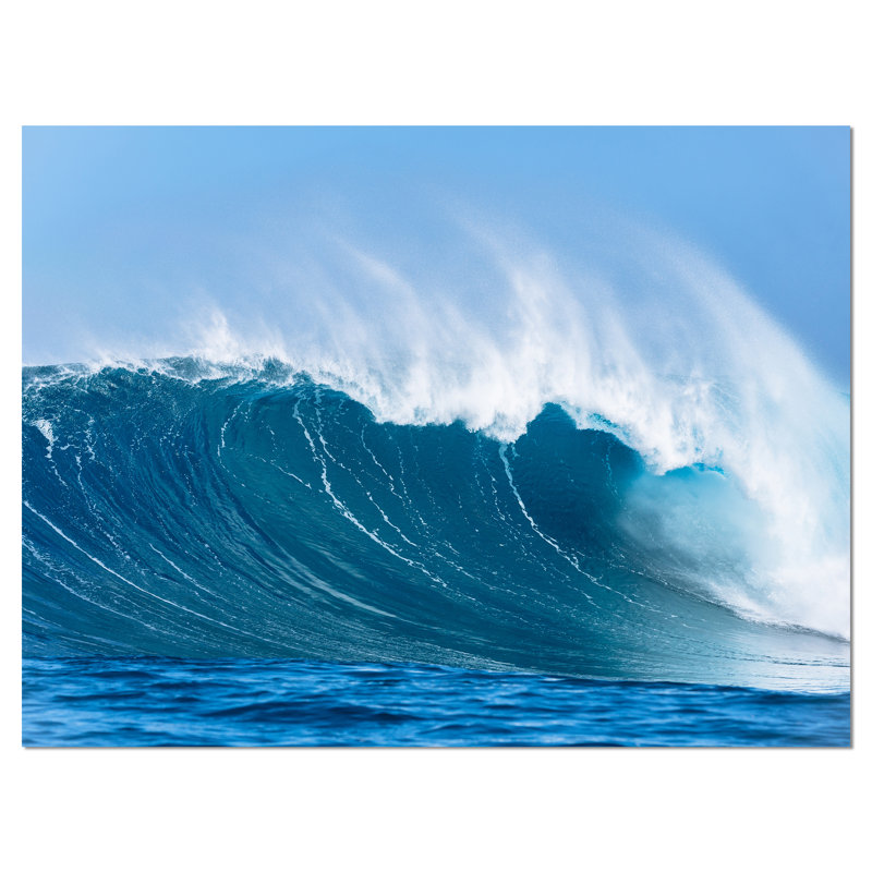 «Sky Hitting Ocean Waves Seascape» par Designart, reproduction de photo sur toile tendue, H 12 po x l 20 po