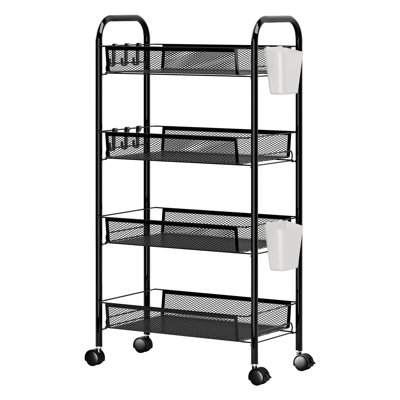 Fruit Vegetable Storage Basket, 5 Tier Stackable Metal Mesh Storage Basket with 360 Degree Wheels, Fruit Vegetable Produce Basket Storage Organizer for Kitchen, Pantry, Bathroom