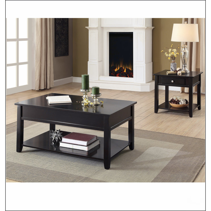 Table basse noire avec plateau relevable