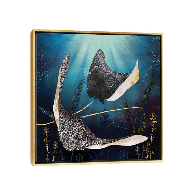 Stingray métallique - impression, H 26 po x l 26 po x P 1,5 po, Gold Framed, Pas de tapis
