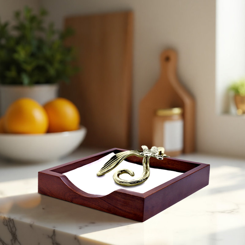Porte-serviette en bois massif à losanges Dec losange avec bras en métal - Cadeau de Noël élégant pour la cuisine