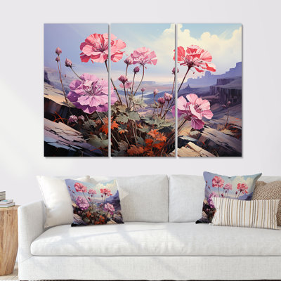 Mountain Geraniums Flower Blossom - Geraniums Canvas Wall Art Set