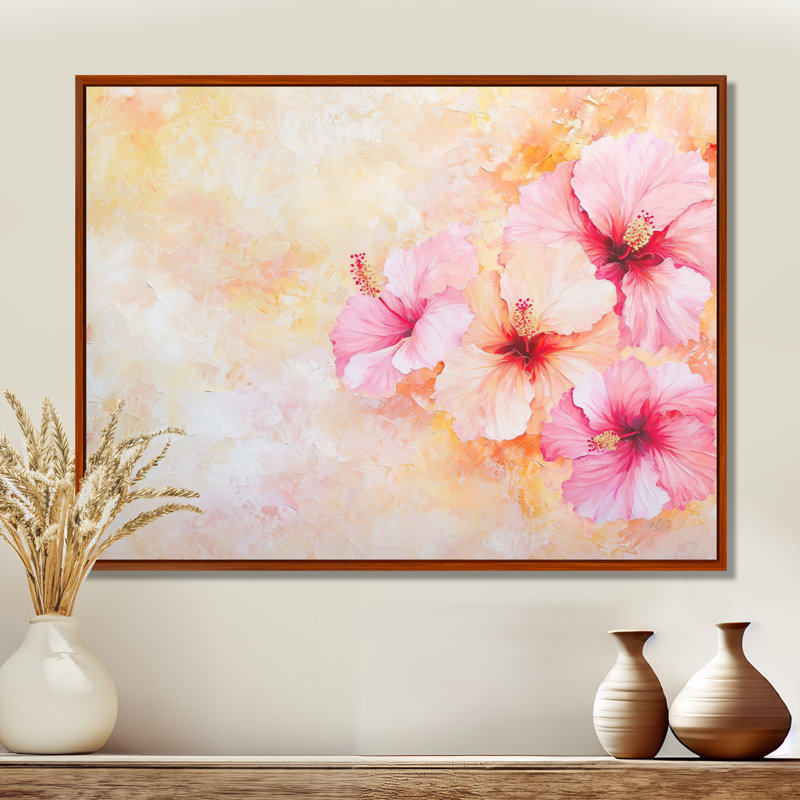 Hibiscus tropical au Mexique I - art mural impression d'hibiscus, H 34 po x l 44 po, Brun